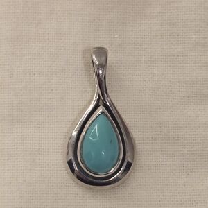 Silver and Turquoise Teardrop Pendant